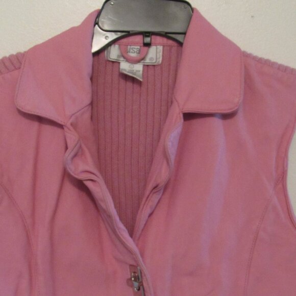 Lisa International Lamb Skin Vest Women's Size Large Pink Toggle Closure Pockets - Picture 2 of 6